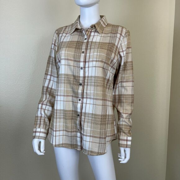 Kuhl Kamila Flannel Women Size M Copper Plaid Button Up Outdoor Casual Top Hike - Picture 13 of 16